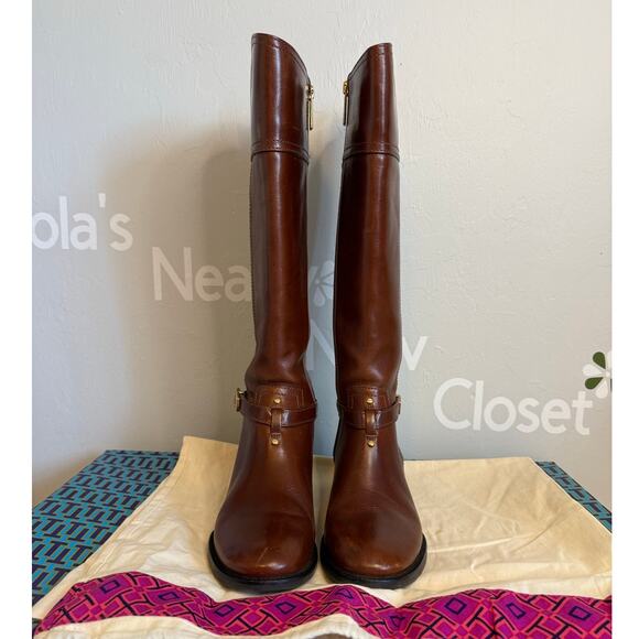 Tory Burch BRITA Riding Boot, Sienna Brown Leather Wmns Sz US6M, MSRP$495 - Picture 4 of 16